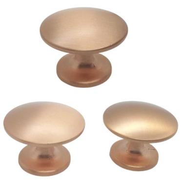 Imagem de Puxador Ponto Rosê Gold Redondo 31,5mm Gavetas 03 Peças - Renna