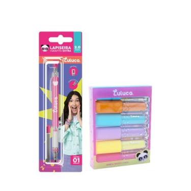 Imagem de Kit Escolar Luluca C/ 6 Marca-Textos Cores Vibrantes e Lapiseira 2.0 +