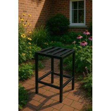 Imagem de Banco 40cm Assento Estilo Industrial Em Aço Reforçado Preto - BRAUNA I