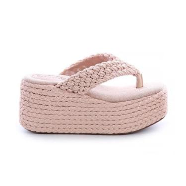 Imagem de Tamanco Cordas Plataforma de Dedo Kelly Bege - Damannu Shoes, 36, Bege