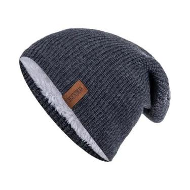 Imagem de Gorro De Inverno Unissex Forrado Com Pelúcia, Tricotado, Quente, Boné 