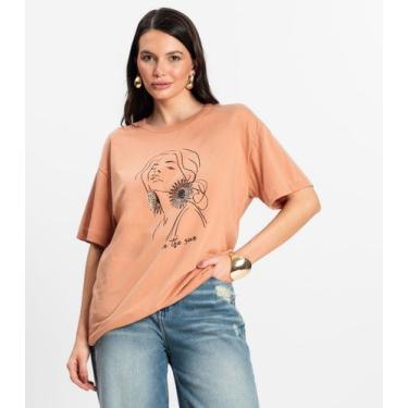 Imagem de Blusa Feminina Manga Curta em Meia Malha Rovitex Marrom, G, Marrom