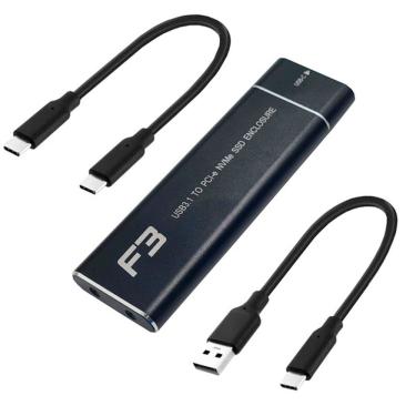 Imagem de Case (gaveta) Externo F3 Para Ssd M.2 Nvme-ngff Para Usb-c E Usb 3.1, Até 10gbps, Alumí...