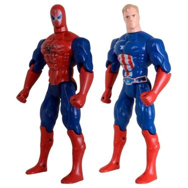 Imagem de Kit Dupla De Heróis Capitão América Homem Aranha Articulável