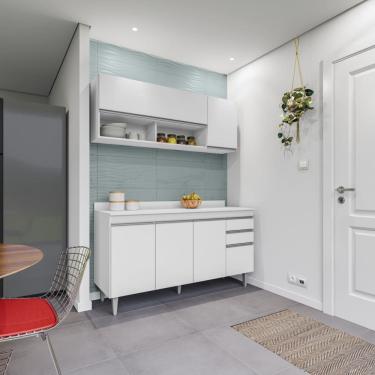 Imagem de Cozinha Compacta Ayla 150cm 6 Portas 2 Gavetas com Tampo Branco Maderatto Móveis