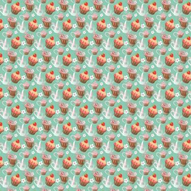 Imagem de Papel Parede Verde Claro Cupcake Festa Autocolante Cozinha