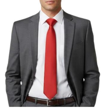 Imagem de Gravata Vermelha Brilhante com Zíper 5x48cm Festa Casamento - - anjo d