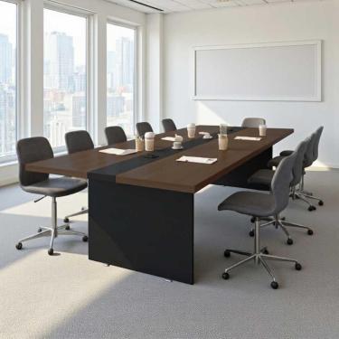 Imagem de Mesa Reuniao 8 Lugares Design Escritório 3,60m Freijó