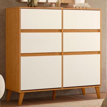 Imagem de Cômoda De Quarto 6 Gavetas Grandes Design Clean Cinamomo