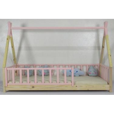 Imagem de Cama Montessoriana Solteiro Cabana Colorida Madeira Maciça Pinus - Pip