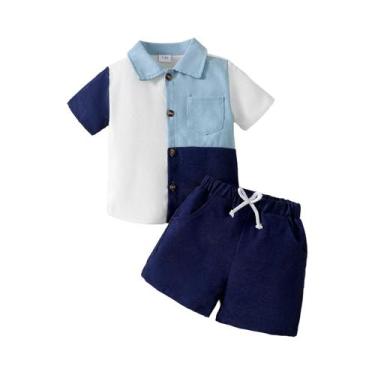 Imagem de Conjunto De 2 Peças Para Meninos, Conjunto De Moda De Verão Com Gola V