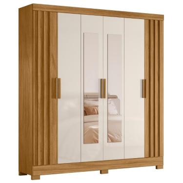 Imagem de Guarda Roupa Casal 195cm Espelho Ripado Arlon M07 Freijó-off - Mpozenato