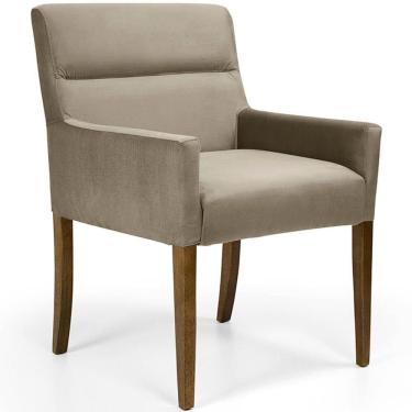 Imagem de Cadeira Para Sala Angel Base Madeira Veludo Marrom Claro - Nexta Casa