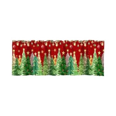 Imagem de Cortina De Natal Com Bolso Para Varão, Sanefa Decorativa Para Janela D