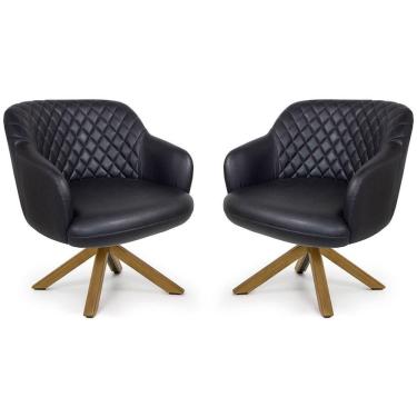 Imagem de Kit 02 Poltronas Jade Tressê Giratória Giromad Corano Black - Nexta Casa