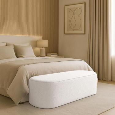 Imagem de Puff Recamier Paris 160 cm Estofado para Quarto Queen Boucle Premium -