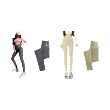 Imagem de Leggings Pretas Femininas De Cintura Alta M-XL, Calças Shark Com Efeit