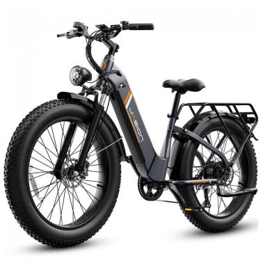 Imagem de Bicicleta elétrica Jasion Thunder preto carbono pneus 26x4 motor 750W nominal 1800W pico bateria 48V 18Ah 864Wh quadro alumínio 7 marchas