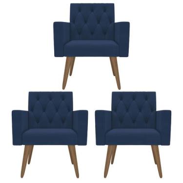 Imagem de Kit 3 Poltronas Capitonê Confortáveis Loja Recepção Sala - Móveis Mafe