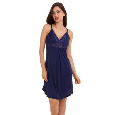 Imagem de Camisola Curta Amamentação Liganete Com Renda Sepie 2702 Marinho, Mari