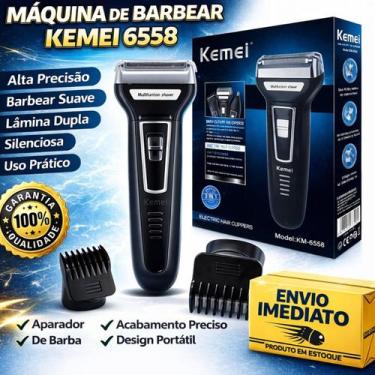 Imagem de Máquina De Barbear Kemei 6558 Barbeador Masculino Corte Preciso Design