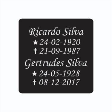 Imagem de Placa Lápide para Túmulo em ACM 30x30cm - Personalização com Dois Nome