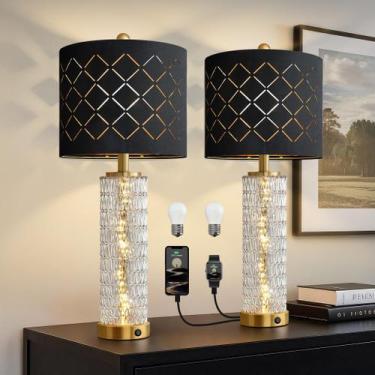 Imagem de Conjunto de 2 Luminárias Modernas Oneach 70 cm Douradas com USB A+C
