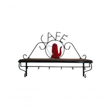 Imagem de Prateleira Ferro Café Cozinha Madeira 60 Cm Largura - SHOPPINGNET
