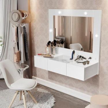 Imagem de Penteadeira Camarim Suspensa com LED Leeds Branco - CASA H