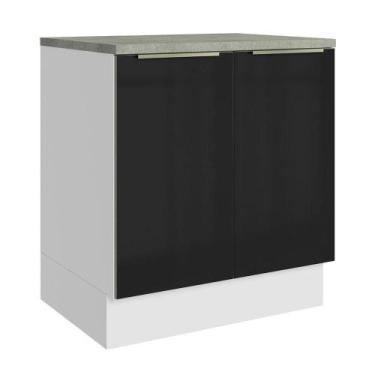Imagem de Balcão De Cozinha 70 Cm 2 Portas Branco/preto Lux Madesa Branco/preto