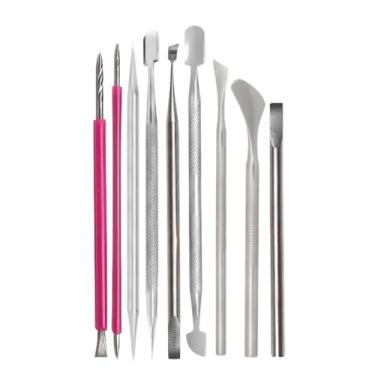 Imagem de Kit Espátula Cutemax 9 Peças Profissional Manicure Pedicure Aço Inox