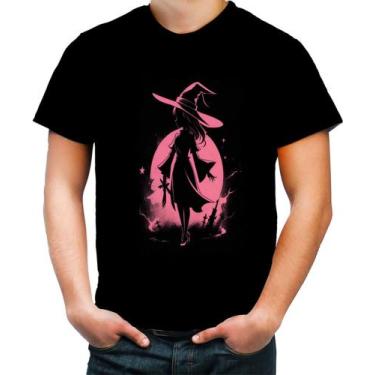 Imagem de Camiseta Colorida Bruxa Halloween Rosa Festa 1 - Kasubeck Store, INF 1
