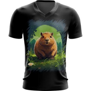 Imagem de Camiseta Gola V Capivara do Bem Animalzinho 4 - Kasubeck Store®, XG