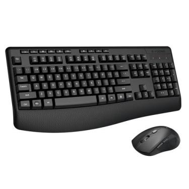 Imagem de Combinação de teclado e mouse sem fio E-YOOSO em tamanho real preta