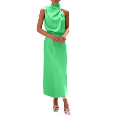 Imagem de Vestido PRETTYGARDEN 2025 de Cetim Sem Mangas com Gola Alta Tamanho S