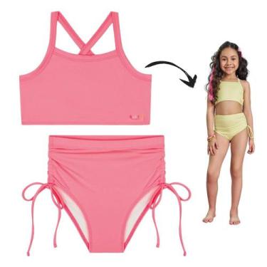 Imagem de Biquíni Menina Infantil Malha com Proteção UV 50+ Rosa Kukiê, Rosa, 06