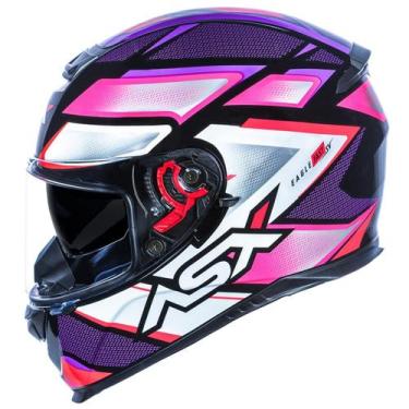 Imagem de Capacete Moto ASX Eagle Fast Brilhante Com óculos Solar Fumê, Rosa, 56