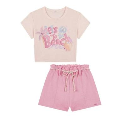 Imagem de Conjunto Menina Blusa Boxy em Malha e Shorts Moletom s/Pelúcia Kukiê, 