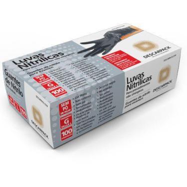 Imagem de Luva Nitrílica Descartável sem Talco Preta Descarpack - Caixa com 100 