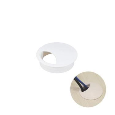 Imagem de Passa Fio Cabo de 46 Mm Branco Para Mesas E Bancadas Mk - Mark, Redond