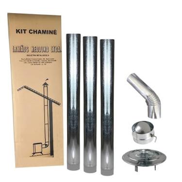Imagem de Kit Chaminé Para Fogão A Lenha 3 Canos 1m + Curva 45º + Chapéu + Anel 