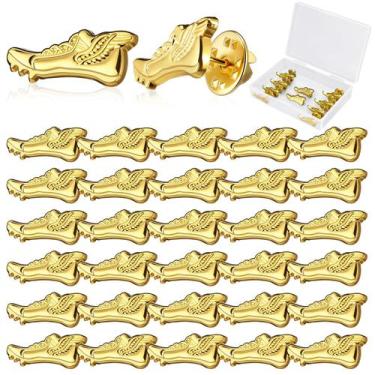 Imagem de Liliaafar 30 peças de broches de lapela de chenille dourado com design