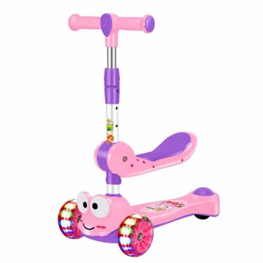 Imagem de Patinete Infantil 3 Rodas com Assento Sapo LED Guidão Ajustável Verde Cheguei BR