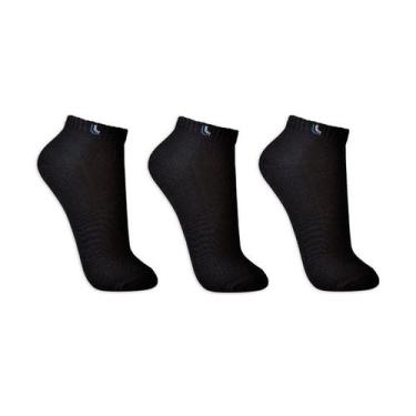 Imagem de Kit 3 Meias Esportiva Algodão Cano Curto 3225-089 Lupo, 41/44, Preto