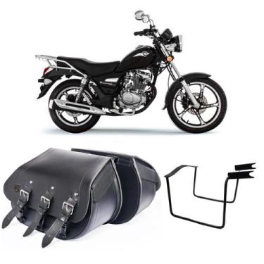 Imagem de Bolsa Alforge Mala Baú Moto Custom 32L Afastador Suporte Haojue Choppe