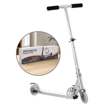 Imagem de Patinete Scooter Infantil Dobrável Guidão Ajustável 40kg Prateado Chic