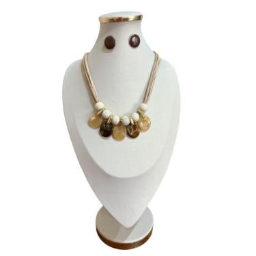 Imagem de Maxi Colar Feminino Cristal Resina Kit Com Brinco Elegante - MLBPEL, V