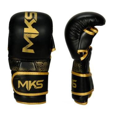 Imagem de Luva de MMA Sparring MKS Combat Tamanho M, Preto, Dourado