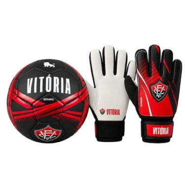 Imagem de Kit Goleiro Vitória Bola + Luva De Goleiro - Infantil Tamanho:5Cor:Ver