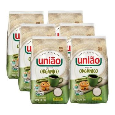 Imagem de kit 6 Açúcar Cristal Orgânico União Naturais Pacote 1kg